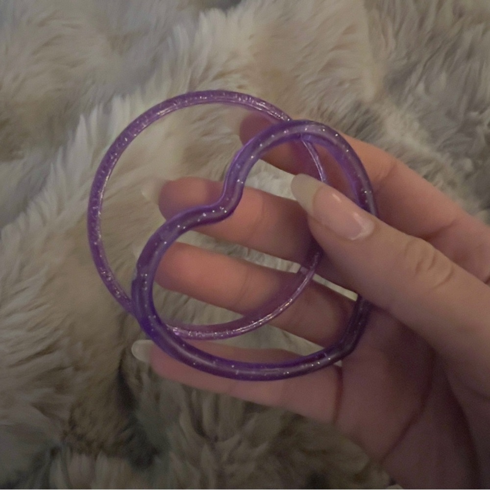 Purple Heart-Shaped Bangle Set